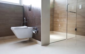 White bathroom in a modern apartment or home